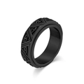 Anillo giratorio de acero inoxidable negro mate con patrón de ojo egipcio - Talla 7 / Negro