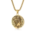 Colgante de medallón de Nefertiti dorado con jeroglíficos egipcios en una cadena de caja - Collar Dorado Con Cadena De Caja