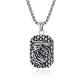 Collana con ciondolo a rilievo di drago vintage in acciaio inox con catena box - Pendaglio Drago Colore Acciaio E Catena Veneziana