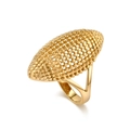 Anillo exagerado de acero de titanio chapado en oro con diseño de cúpula ovalada de caviar - Talla 6 / Dorado