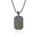 Collar colgante masónico para hombre de acero inoxidable con símbolo G dorado y trigo - Bicolor Oro Plata Con Cadena