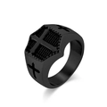 Gothic cross ring in matte black finish, punk stainless steel band for men - Size 7 / Black