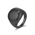 Anello a sigillo nero da uomo in acciaio inossidabile lucido con design piatto - Taglia 8 / Nero