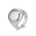 Anello con sigillo in acciaio inossidabile argento lucido con cupola liscia minimalista - Taglia 8 / Argento