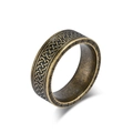 Anello vichingo nordico in acciaio inossidabile con nodo celtico e incisione di rune - Taglia 7 / Oro Antico