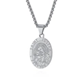 Collana con medaglione ovale San Giuseppe in acciaio inossidabile argento e catena - San Giuseppe Ciondolo Solo (Senza Catena)
