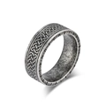 Anello vichingo vintage in argento con nodi celtici e iscrizioni runiche - Taglia 7 / Argento Antico