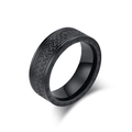 Anello vichingo nero in acciaio inossidabile con nodo celtico e simboli runici da uomo - Taglia 7 / Nero