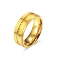 Minimalist 8mm golden tungsten steel ring with a polished finish and center groove - Size 7 / Gold