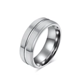 8mm tungsten ring for men with brushed finish and polished groove detail - Size 7 / Steel