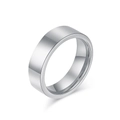 Bague plate en acier tungstène argenté poli pour hommes et femmes, style minimaliste - Taille 6 / Couleur Acier (6mm)