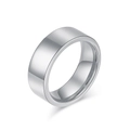 Bague large minimaliste en acier tungstène argenté avec finition polie miroir unisexe - Taille 6 / Couleur Acier (8mm)