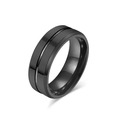 Minimalist 8mm black tungsten ring with polished mirror finish and center groove line - Size 7 / Black