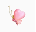 Spilla a farfalla cuore in pietra occhio di gatto rosa con cristalli e finitura oro - Rosa
