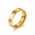 Minimalist gold tungsten steel flat ring with a highly polished mirror finish - Size 6 / Narrow Version / Gold