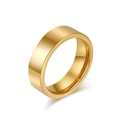 Bague élégante minimaliste en acier de tungstène doré avec anneau large et poli miroir - Taille 6 / Coupe régulière / Or