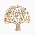 Eleganter vergoldeter Lebensbaum Brosche für Damen mit funkelnden Kristall-Strasssteinen - Goldener Lebensbaum Stil (X80129)