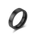Bague élégante en acier au tungstène noir poli avec un anneau plat minimaliste pour le quotidien - Taille 6 / Version Étroite / Noir