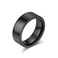 Bague en tungstène noir avec surface brossée mate et intérieur poli au design industriel - Taille 6 / Version large / Noir