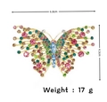 Detailed macro view of retro butterfly brooch with colorful rhinestones and 6.8cm dimensions - Gold + Multi-color
