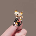 Eleganter Vintage-Katzen-Broschenstift mit Goldumrandung für Damenanzüge und Revers - Schwarz Weiß Orange Katze (Stil 001)