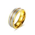 Anillo de tungsteno de 8mm bicolor con exterior cepillado y ranura dorada - Oro Esmerilado Bicolor