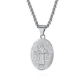 Collana con medaglia ovale arcangelo San Benedetto in argento con catena a corda - San Benedetto Ciondolo Solo (Senza Catena)