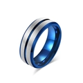 8mm Herrenring aus Wolfram mit silberner gebürsteter Oberfläche und blauer Innenbeschichtung - Zweifarbiges Mattiertes Blau