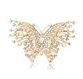 Vintage gold butterfly brooch with shimmering colorful rhinestones and crystal accents - White