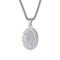 Collana con medaglione ovale San Tommaso d'Aquino in acciaio al titanio argento unisex - San Tommaso Ciondolo Solo (Senza Catena)
