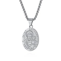 Collana con ciondolo religioso ovale Sant'Antonio in acciaio inossidabile argento - Sant'Antonio Ciondolo Solo (Senza Catena)