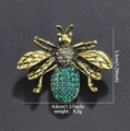 Spilla ape vintage in oro antico con strass blu e cristalli grigi per ogni occasione - Verde pavone