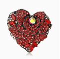 Elegante spilla a cuore rosso con cristallo per blazer da donna e accessori cappotto - Stile Rosa a Cuore Rosso (X112919)