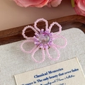 Dettaglio del ciondolo a fiore di perline in cristallo rosa per scarpe e sabot - Fiore con Perline Rosa Trasparenti (27243-7)