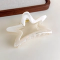 Detail of star-shaped hair claw clip with creamy white gradient and gold spring - Transparent White Star (27315E)