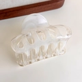 Close-up of cream white translucent hair claw clip with smooth resin texture and large teeth - Transparent White Multi-tooth (27315J)