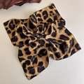 Detailed view of leopard print silk scrunchie with smooth satin texture and elegant folds - Brown Black Leopard Large Satin (27379D)
