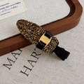 Detail der Luxus-Haarklammer mit bronzenen Strasssteinen und goldener Smile-Schnalle - Gold Stil (27444B)