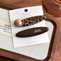 Set di fermagli retrò leopardati con perle marroni e scritte in oro eleganti - Set da Due Pezzi di Fermaglio a Becco d'Anatra Ovale Grande (27442C)