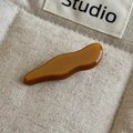Elegante molletta per capelli in acetato leopardato ambra con finitura lucida - Clip a Becco d'Anatra a Onda / Stile Onda Caffè