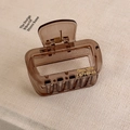 Detail of a brown translucent square hair claw clip with golden lettering on a book - Translucent Small Square