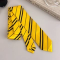 Close-up of yellow and black striped college style tie with subtle woven texture - Yellow and Black Striped Style (27316E)