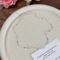Detail of silver snake chain necklace with colorful enamel dots and lobster clasp - 26869A Silver Small Beads Style (26869A) / Silver