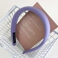 Detail of purple padded headband with Hand Made label in a white decorative basket - 3cm Width Solid Purple