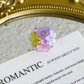 Close-up of DIY colorful crystal flower charms for clogs with matte resin petals - Four-color Resin Petal Style (27059-1)