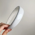 Detail view of white glossy patent leather headband with sponge padding for high crown - Greyish White (27077G)