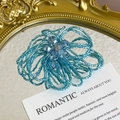 Detail of light blue beaded flower shoe charm with sparkling crystals and rhinestones - Light Blue Rhinestone 3D Flower Style (27059-32)