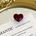 Macro shot of 3D deep red heart charm ornament for clog shoe decoration DIY - Wine Red Glossy Heart Style (27059-36)