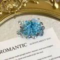 Detailed shot of sky blue bead cluster and clear crystal charm for DIY shoe decoration - Sky Blue Iridescent Faux Crystal Style (27059-44)