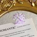 Detail of handcrafted purple crystal bead flower charm for shoes on artistic card - Purple and White Alternating Woven Crystal Cluster Style (27059-56)